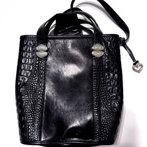🖤 👜 Brighton Black Croc-Embossed Small Shoulder Bag/Tote